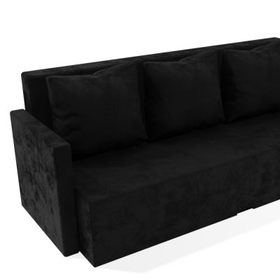 Rozkladacia pohovka čierna s podrúčky