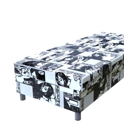 Váľanda Comix Black and White 200 × 90 cm pružinová na nohách