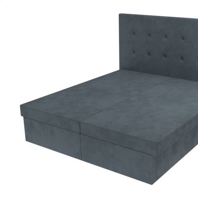 Šedá manželská posteľ Lea 160 x 200 cm s čelom s gombíkmi