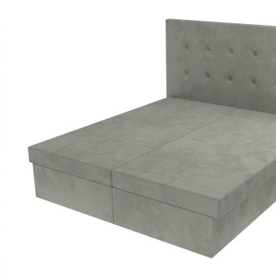 Svetlo šedá manželská posteľ Lea 160 x 200 cm s čelom s gombíkmi