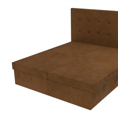 Hnedá manželská posteľ Lea 160 x 200 cm s čelom s gombíkmi