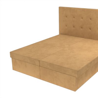 Béžová manželská posteľ Lea 160 x 200 cm s čelom s gombíkmi