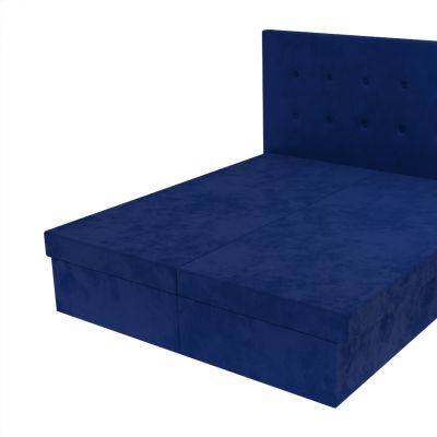 Modrá manželská posteľ Lea 160 x 200 cm s čelom s gombíkmi