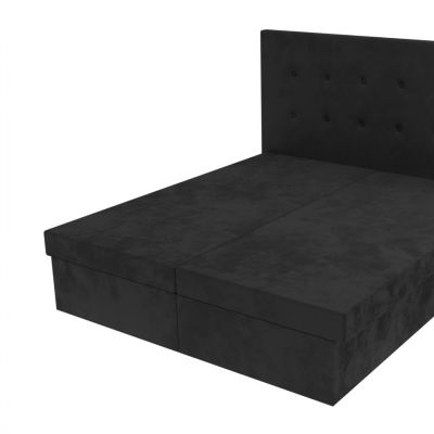 Čierna manželská posteľ Lea 200 x 180 cm s čelom s gombíkmi