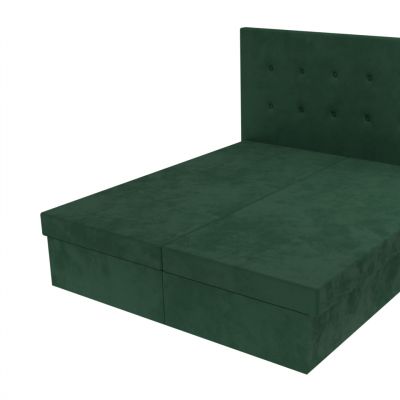 Tmavo zelená manželská posteľ Lea 200 x 180 cm s čelom s gombíkmi