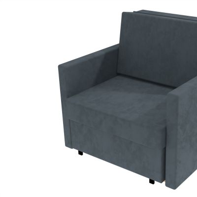 Šedé čalúnené rozkladacie kreslo s podpierkami rúk