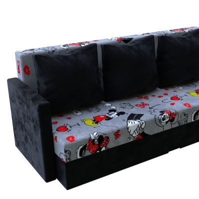 Rozkladacia pohovka Mickey červená/čierna s podrúčky