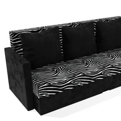 Rozkladacia pohovka Zebra/čierna s podrúčky