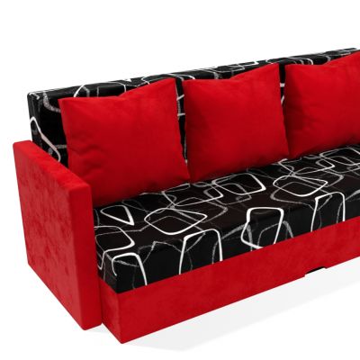 Rozkladacia pohovka Dodo/červená s podrúčky