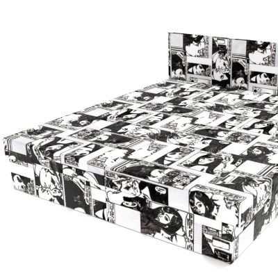 Dvojposteľ Comix Black and White 200 × 180 cm lamelová